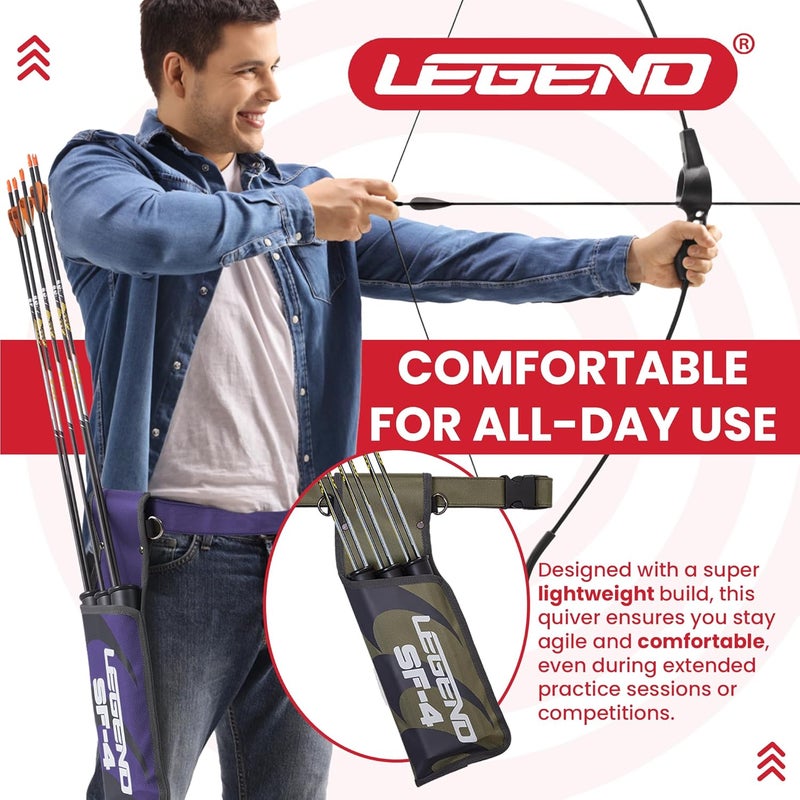 Legend SF4 Hip Quiver for Arrows -vBeginner-Friendly Right-Handed Arrow Quiver with 3 Arrow Tubes, Durable Archery Quiver with Adjustable Belt Strap, Waist Quiver Arrow Holder for Target Shooting - Image 2